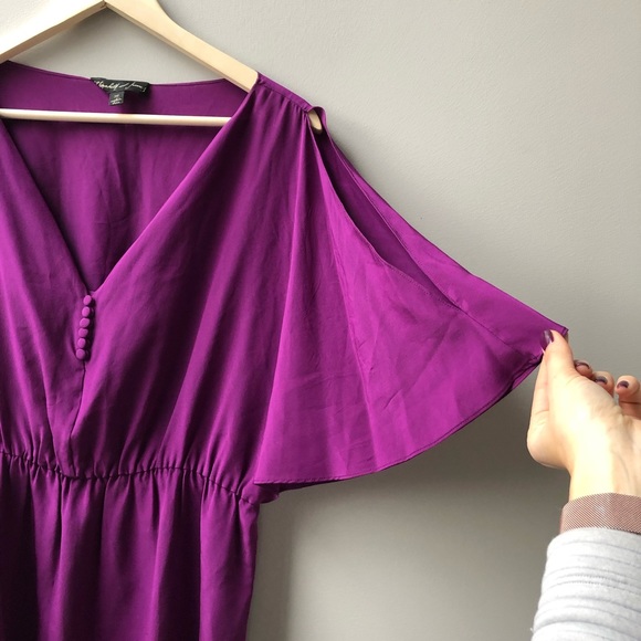 ❤️❤️ Elizabeth and James Penelope Purple Silk Dress M - Picture 4 of 8